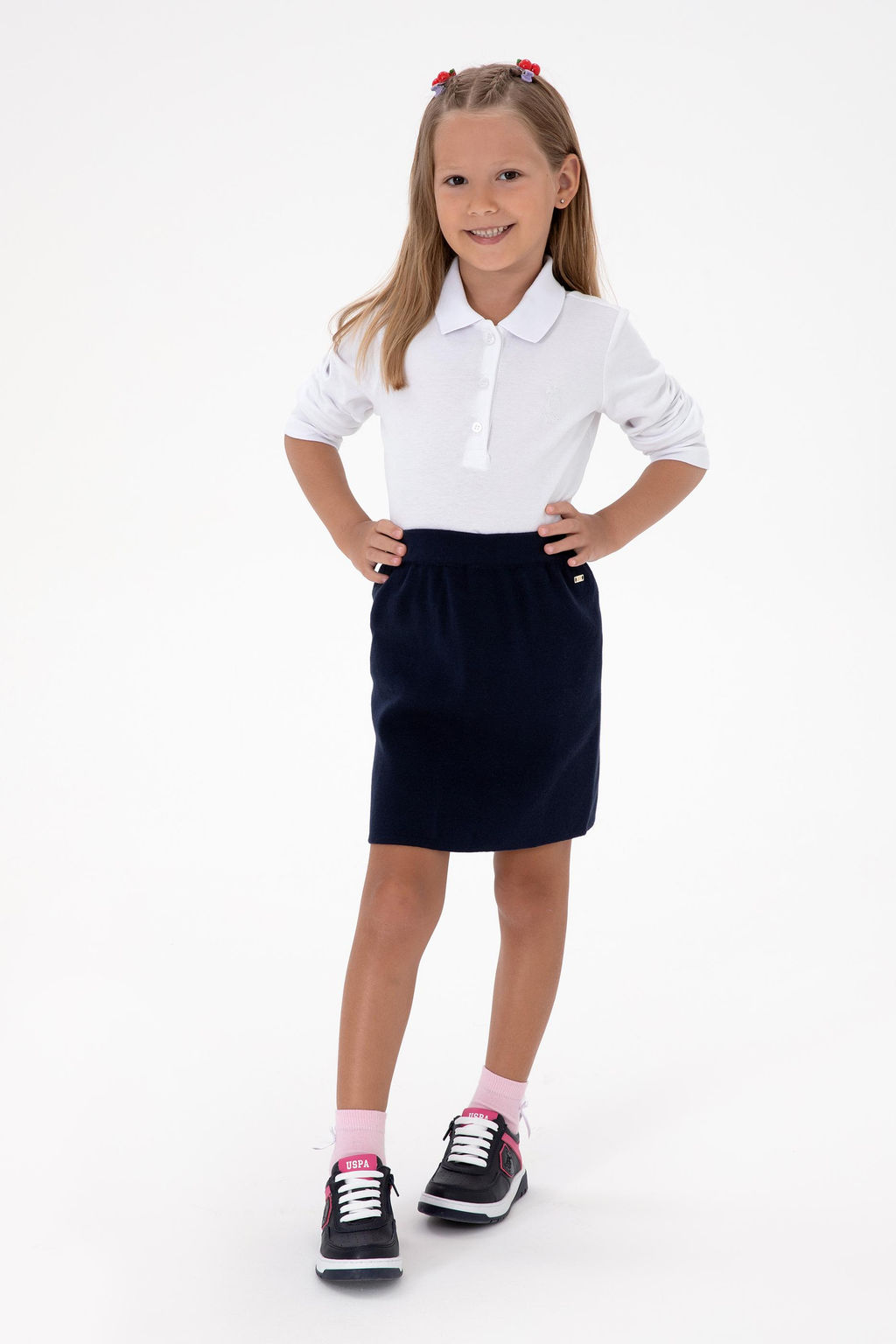 K_z _ocuk Beyaz Polo Yaka Basic Sweatshirt Sepette S_rpriz _ndirim - U.s. polo assn фото 3