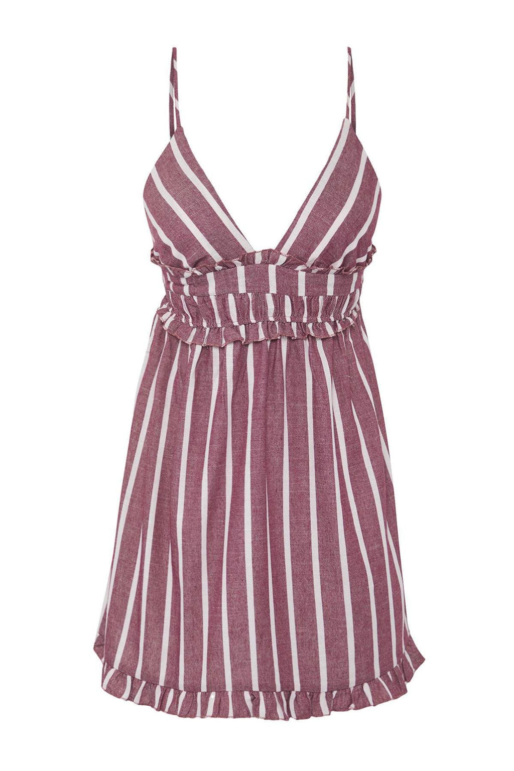 Bordo Cizgili Dokuma F?rf?rl? Plaj Mini Elbise TBESS25EL00148 - Trendyolmilla фото 5
