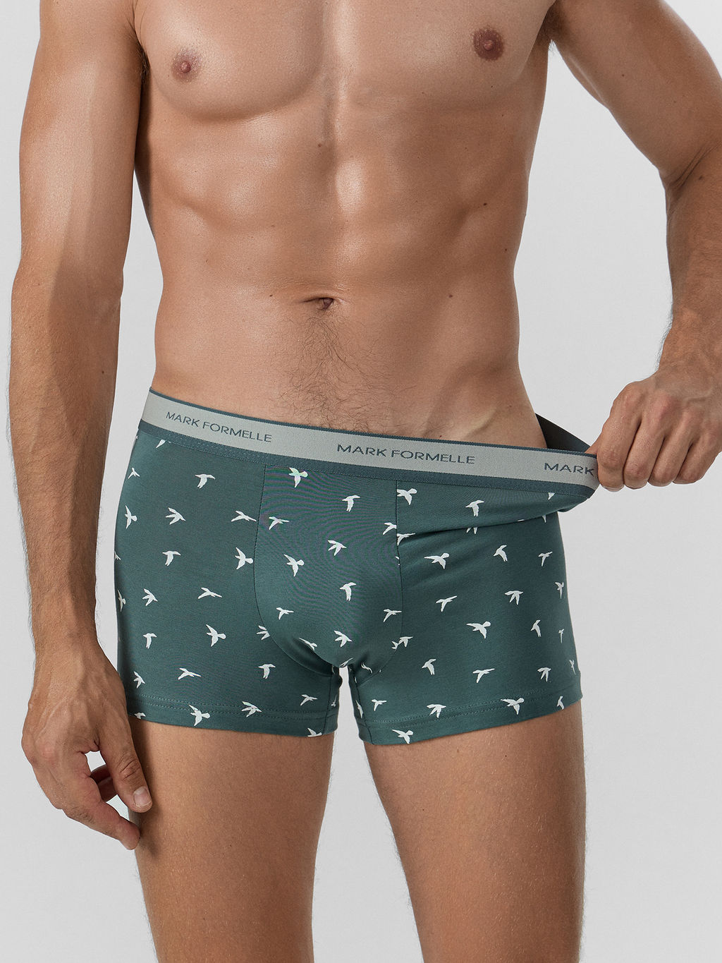 Цена за 2 штуки! Трусы мужские зеленые с принтом - Mark formelle фото 3