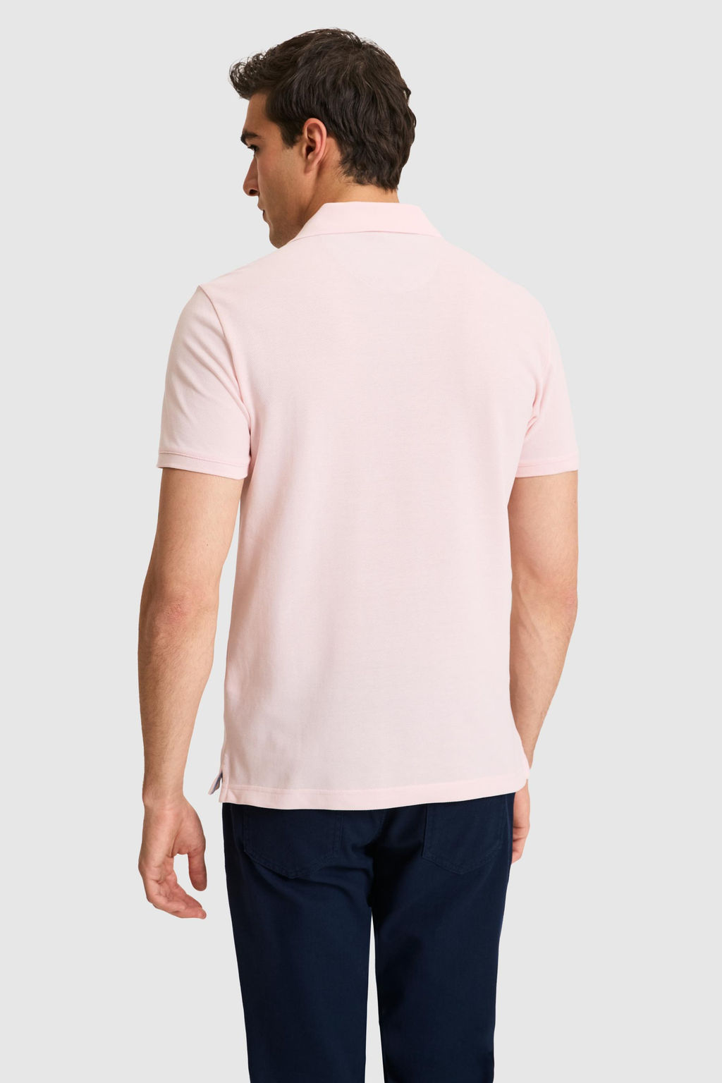 Erkek Slim Fit Polo Yaka A__k Pembe Basic Ti__rt