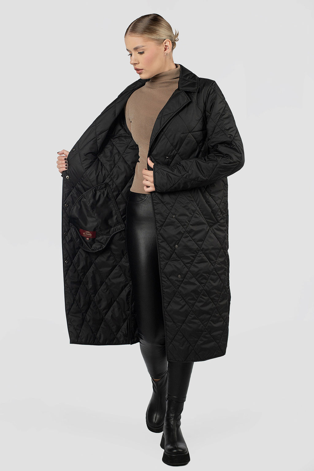 01-12093 Пальто женское демисезонное (пояс) - El podio фото 7