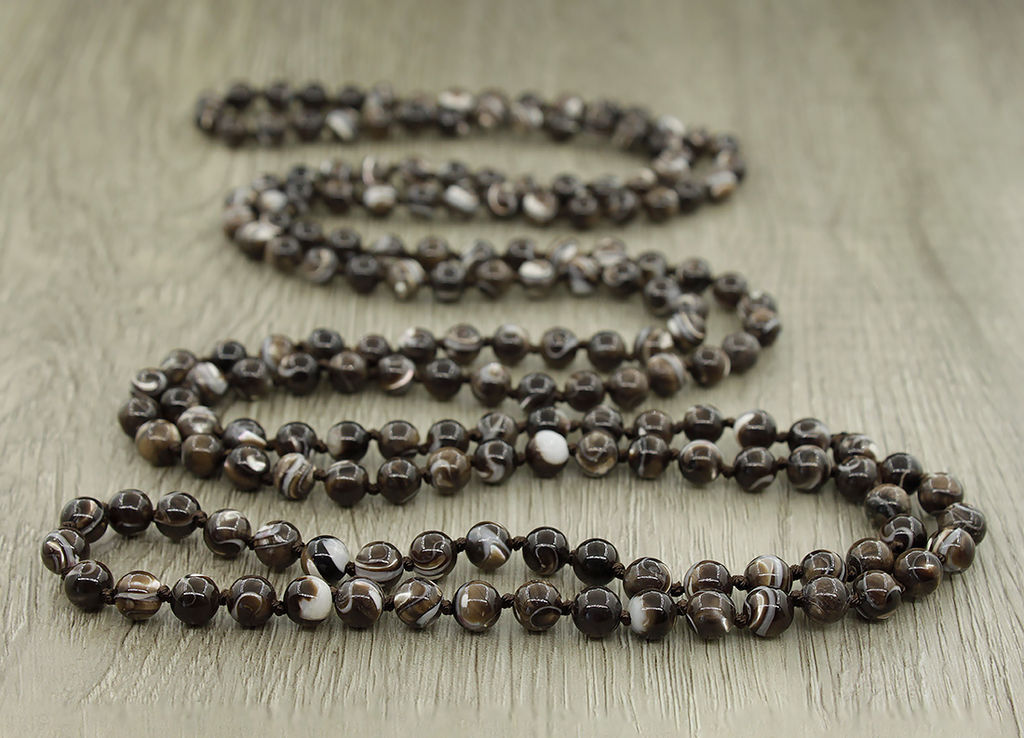 Перламутр черный (Индонезия) круглый 6мм, бусы длиной 146см