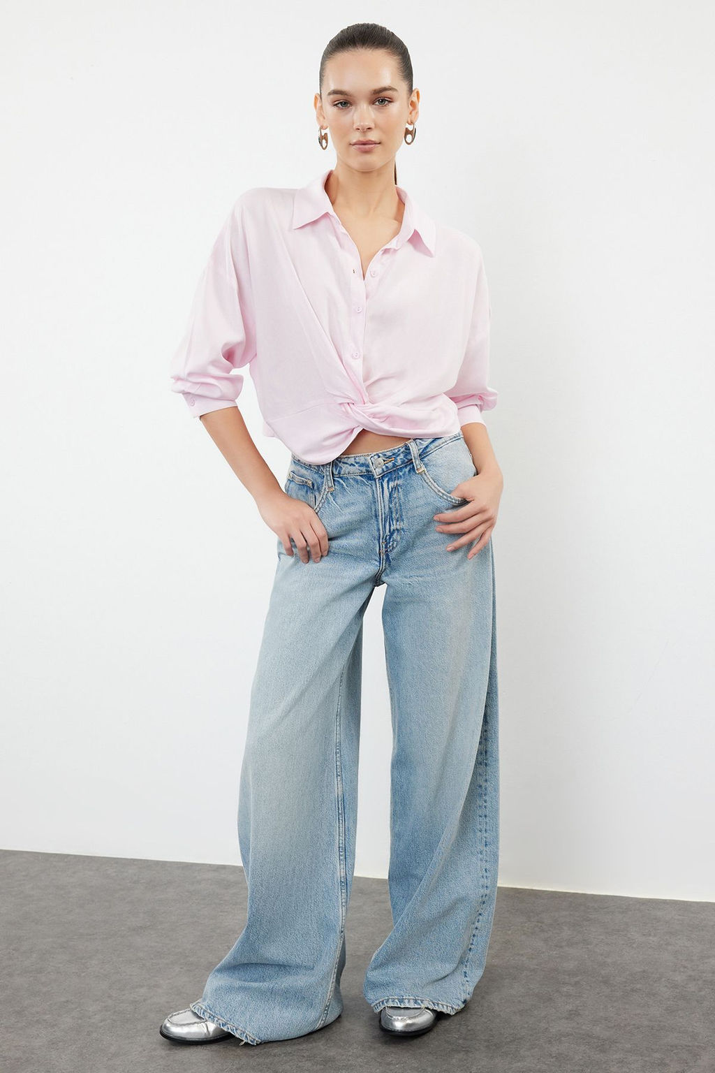 Pembe Dugum Detayl? Crop Dokuma Bluz TWOSS23BZ00442 - Trendyolmilla фото 2