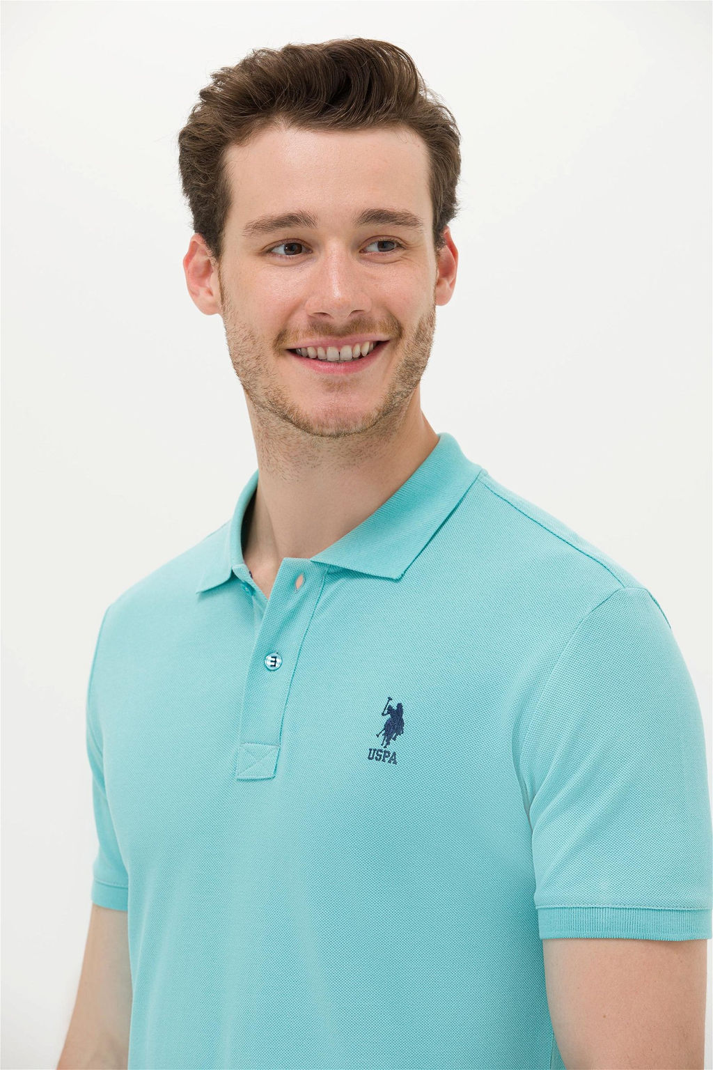 U. S. Polo Assn Мужская мятная базовая футболка с воротником-поло - U.s. polo assn фото 8