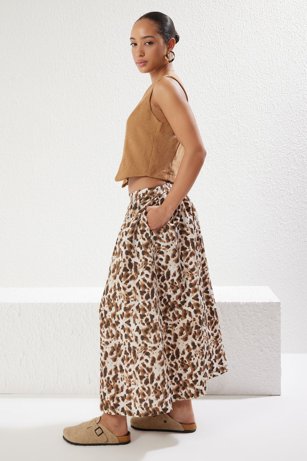 TRENDYOLMILLA Cok Renkli Animal Leopar Desenli A-line Maxi Boy Dokuma Etek TWOSS25ET00045 фото 2