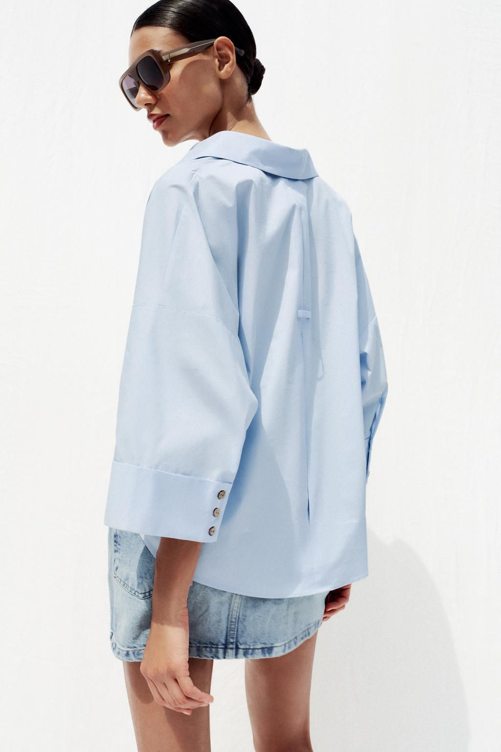 WIDE-SLEEVE POPLIN SHIRT - Zara фото 6