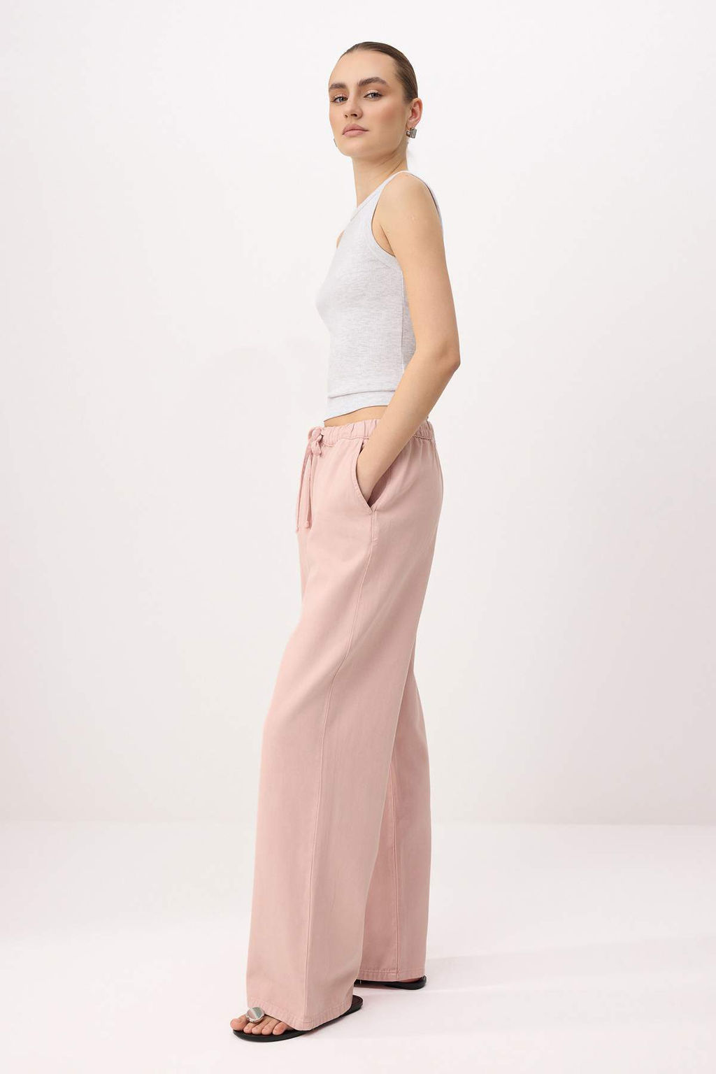 Ac?k Pembe Yuksek Bel Wideleg Tencel Kar?s?ml? Jeans TWOSS26JE00209 - Trendyolmilla фото 3