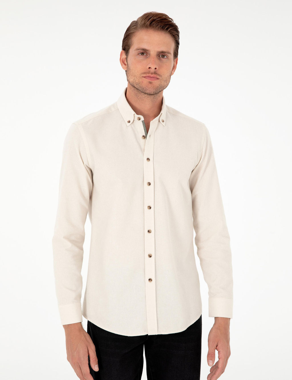 Рубашка Pierre Cardin Slim Fit бежевый длинный рукав