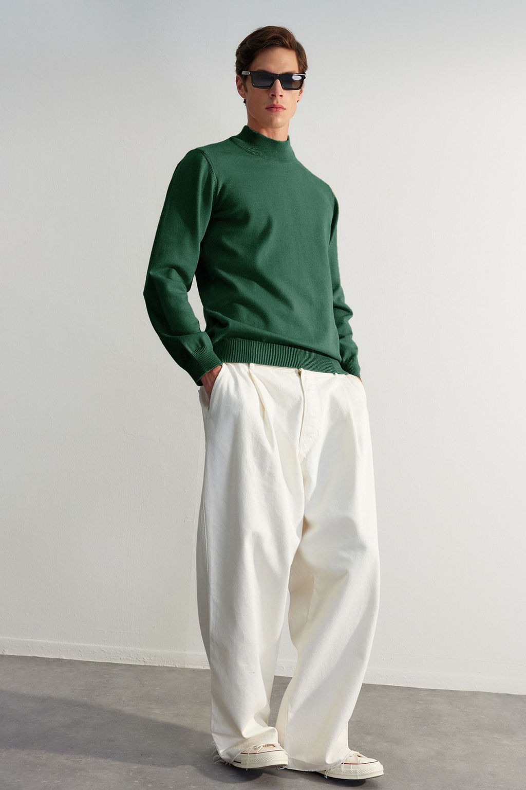 TRENDYOL MAN Premium Camel Regular Fit Yar?m Bal?kc? Yaka Yumusak Basic Triko Kazak TMNAW24KZ00055 - Trendyolmilla фото 3