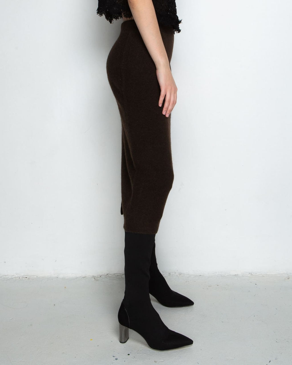 Юбка из пуха яка 07035 темно-коричневая