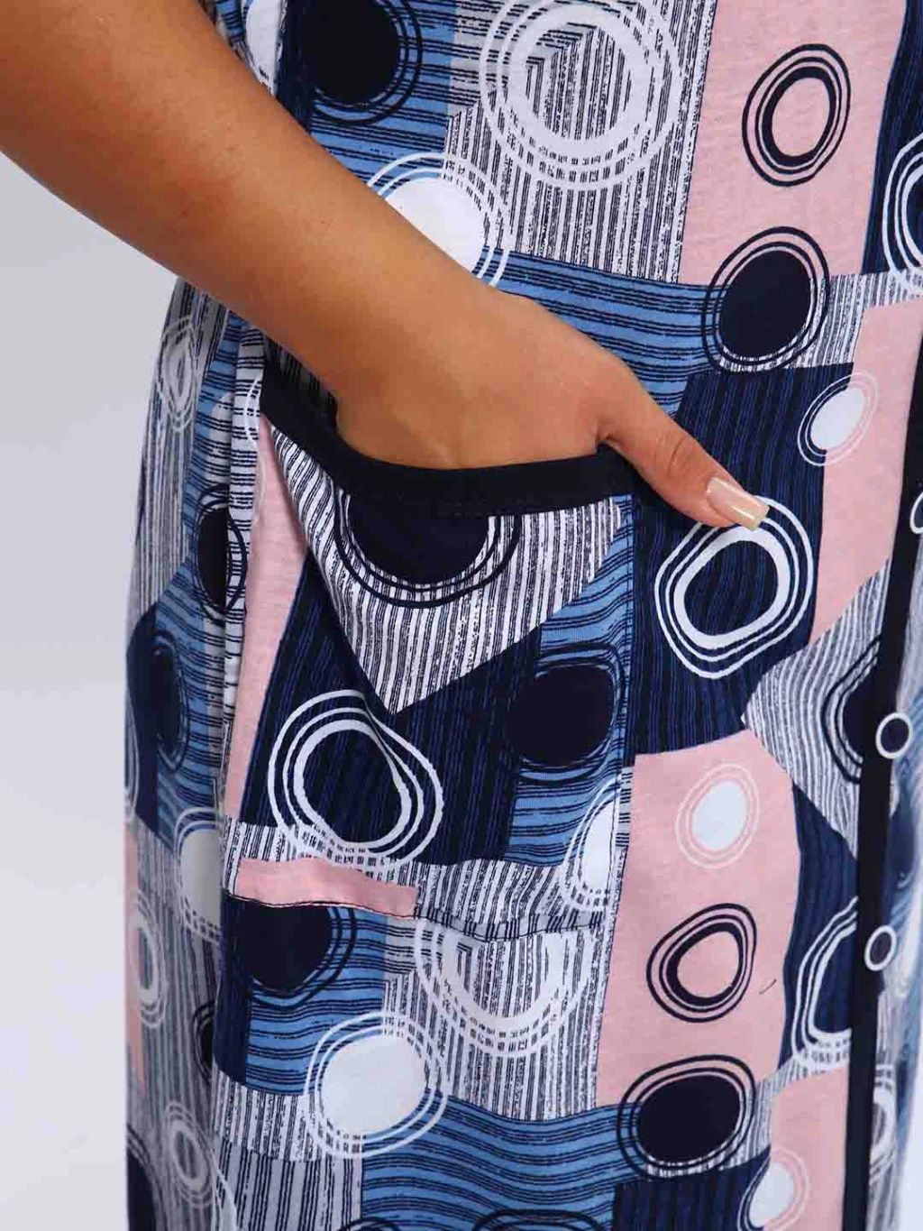 Халат женский, цвет синий белый розовый