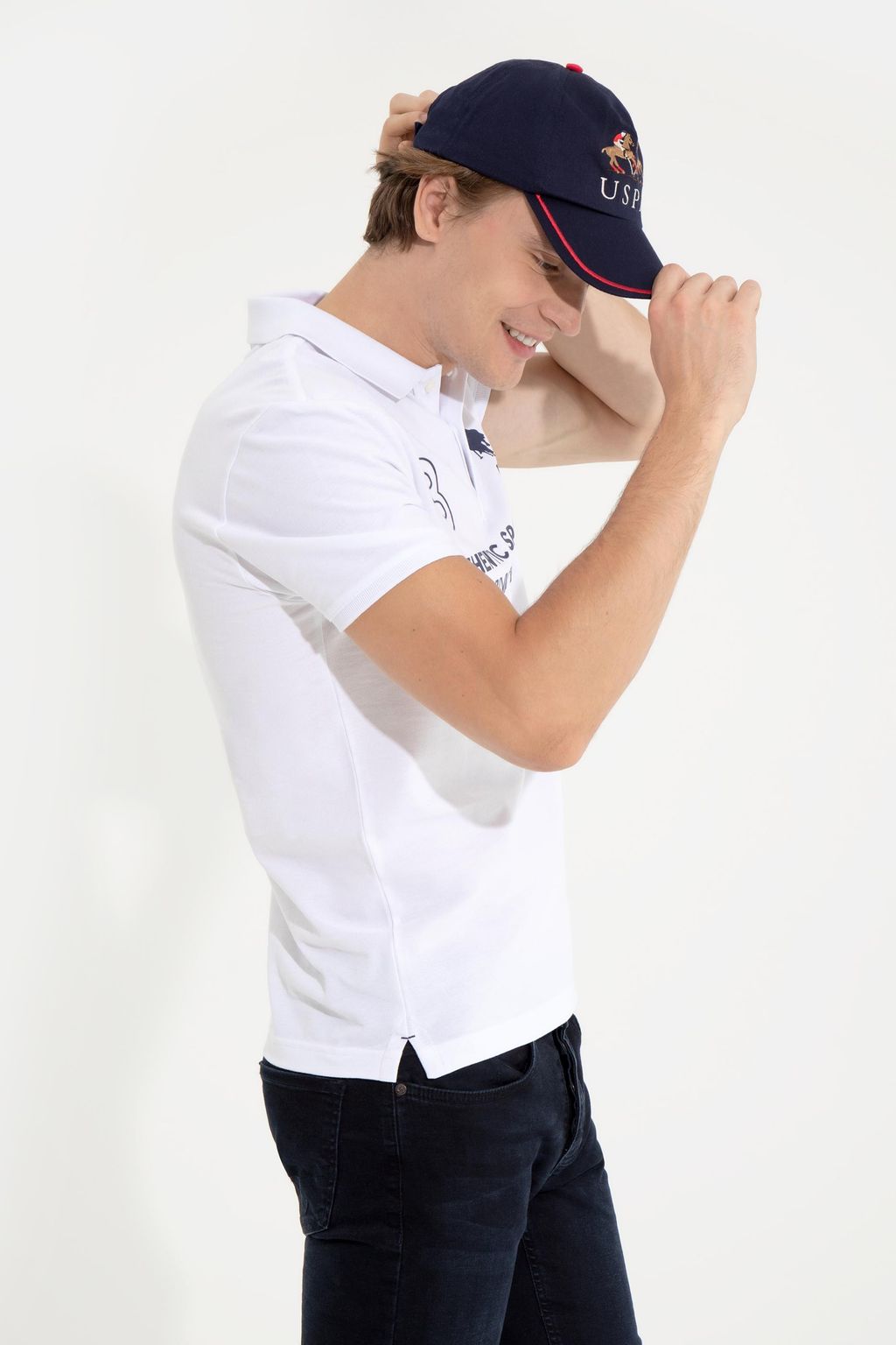 U. S. Polo Assn Мужская белая футболка с воротником-поло - U.s. polo assn фото 4