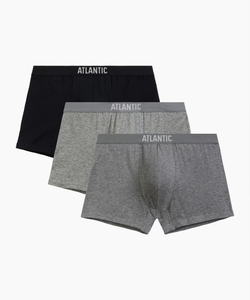 ATLANTIC 3MH-011 Трусы шорты Solid - набор 3 шт. черный + серый меланж + темно-серый меланж  фото 2