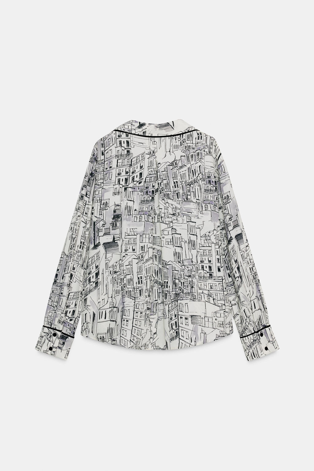PRINTED BLOUSE WITH PIPING - Zara фото 7
