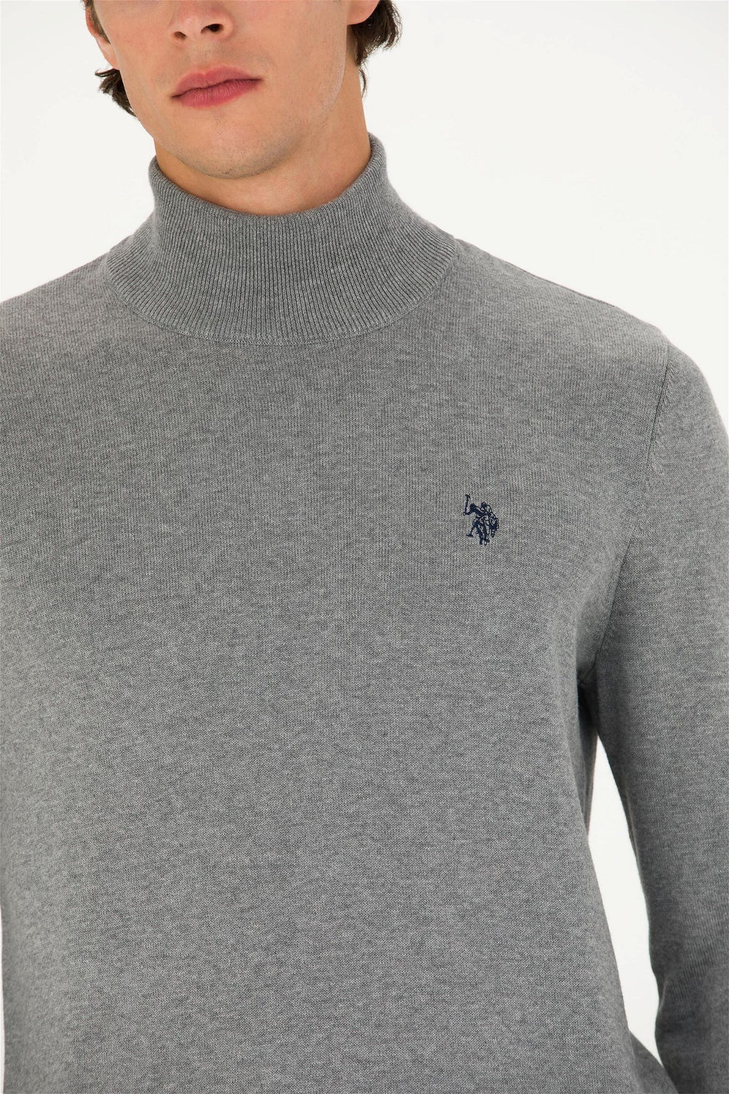 U. S. Polo Assn Мужской серый меланжевый базовый свитер - U.s. polo assn фото 7