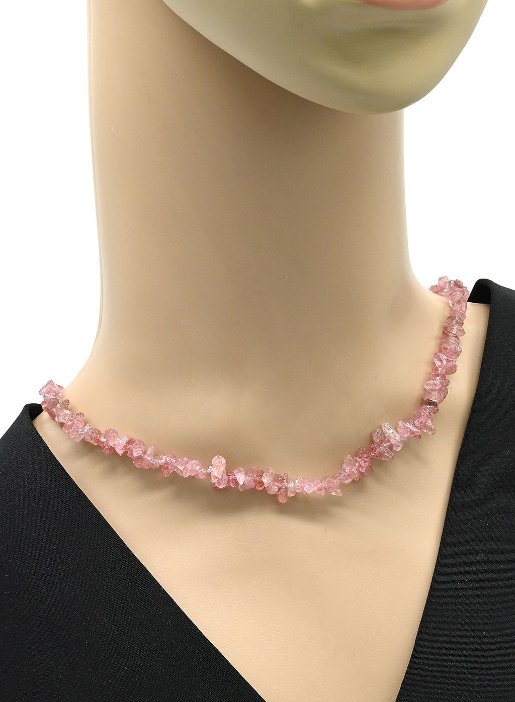 Бусы из кварца клубничного крошка, 42см