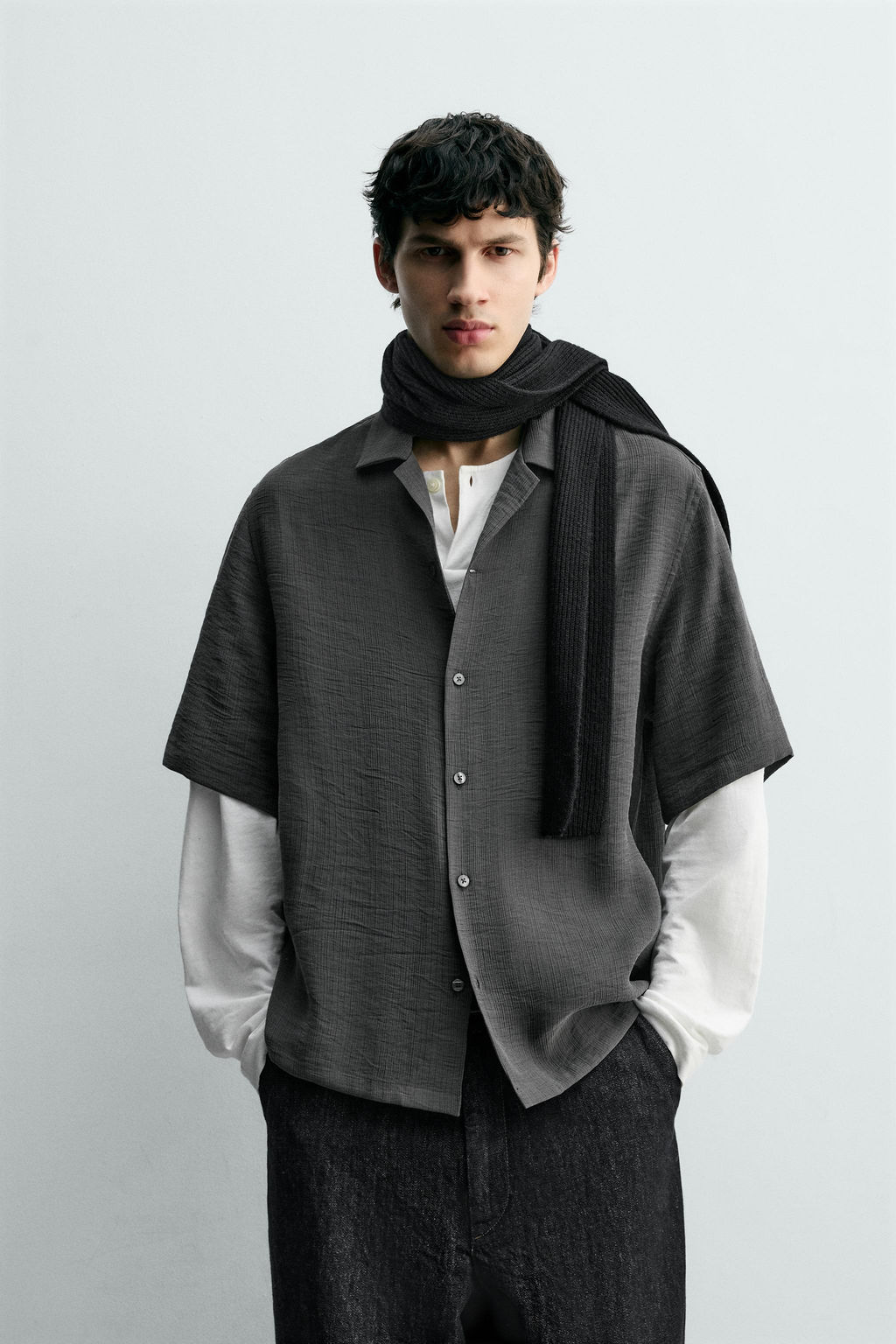 Рубашка Camisa Fluida Estructura серая