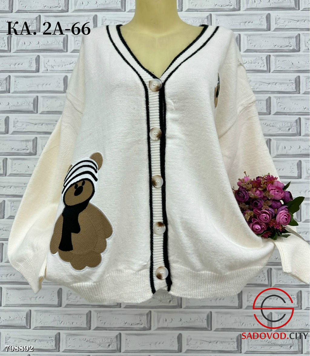 Кардиган женский на пуговицах (рисунок мишка) - Bruno фото 7