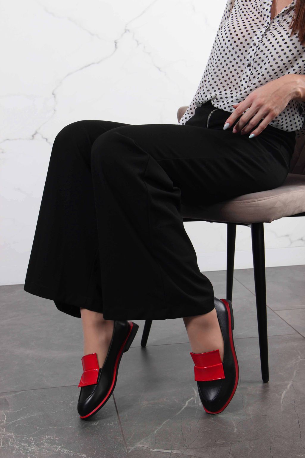 Лоферы туфли 118.Viсtoriabl.Черный-красный