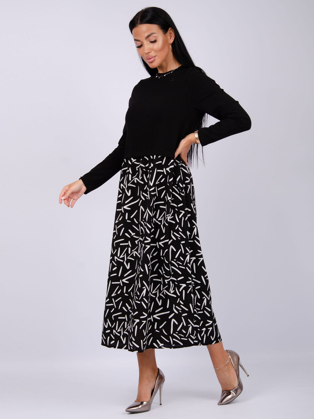 Платье Жаклин, вискоза/кулирка (М) - Малина фото 2