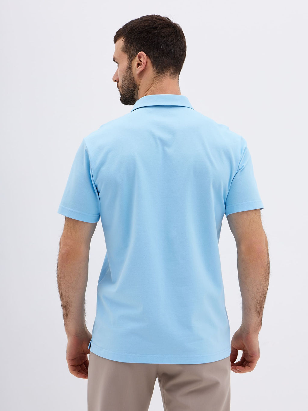 Джемпер мужской с воротником поло короткий рукав GREG G144-PO1246T-SAS201 (голубой)  фото 2