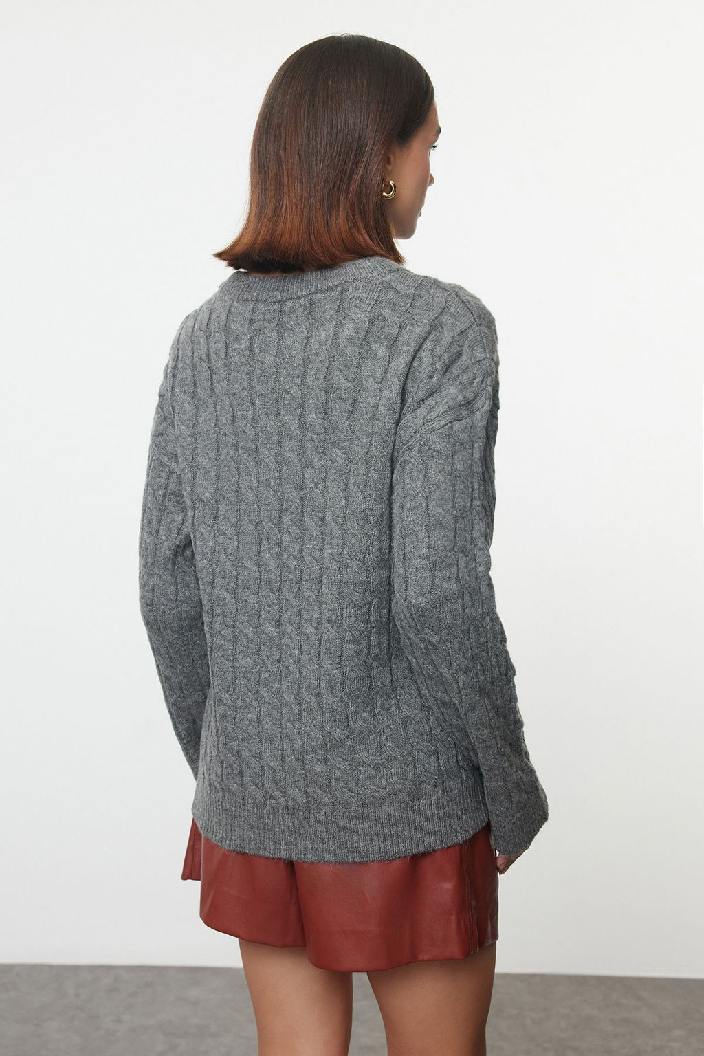 Antrasit More Sustainable Yumusak Dokulu Basic Triko Kazak TWOAW25KZ00334 - Trendyolmilla фото 5