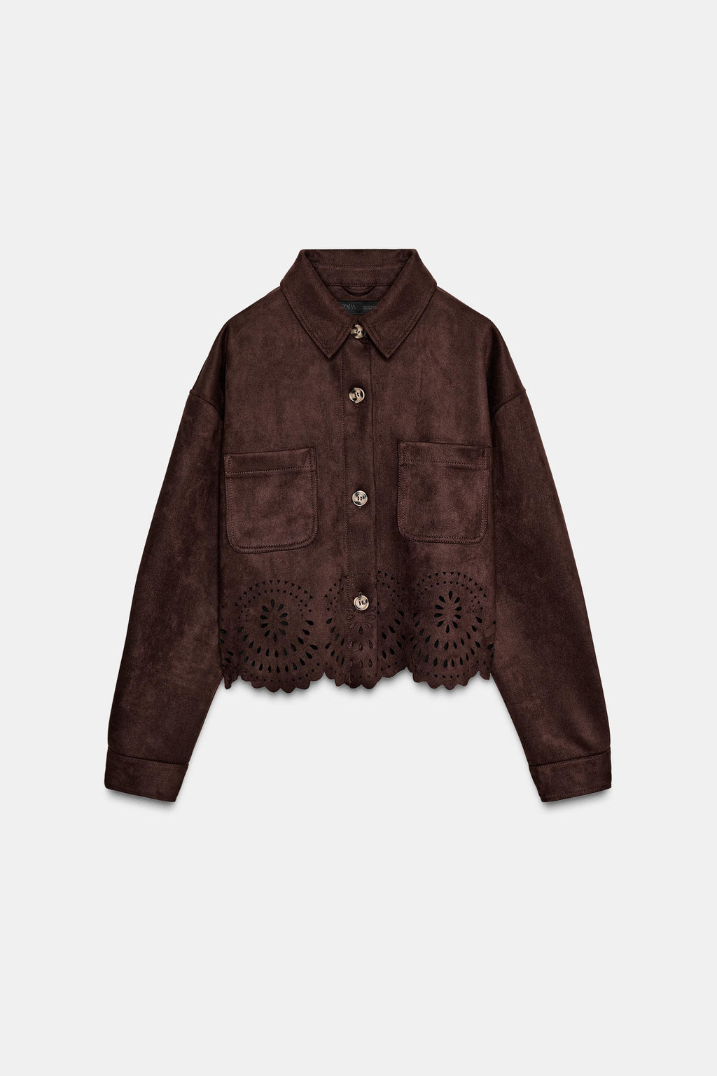 FAUX SUEDE DIE-CUT HEM JACKET - Zara фото 8