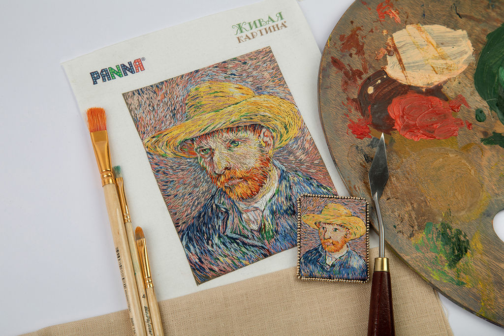 Набор для вышивания PANNA Живая картина MET-JK-2260 Брошь. Автопортрет в соломенной шляпе 5 х 6 см