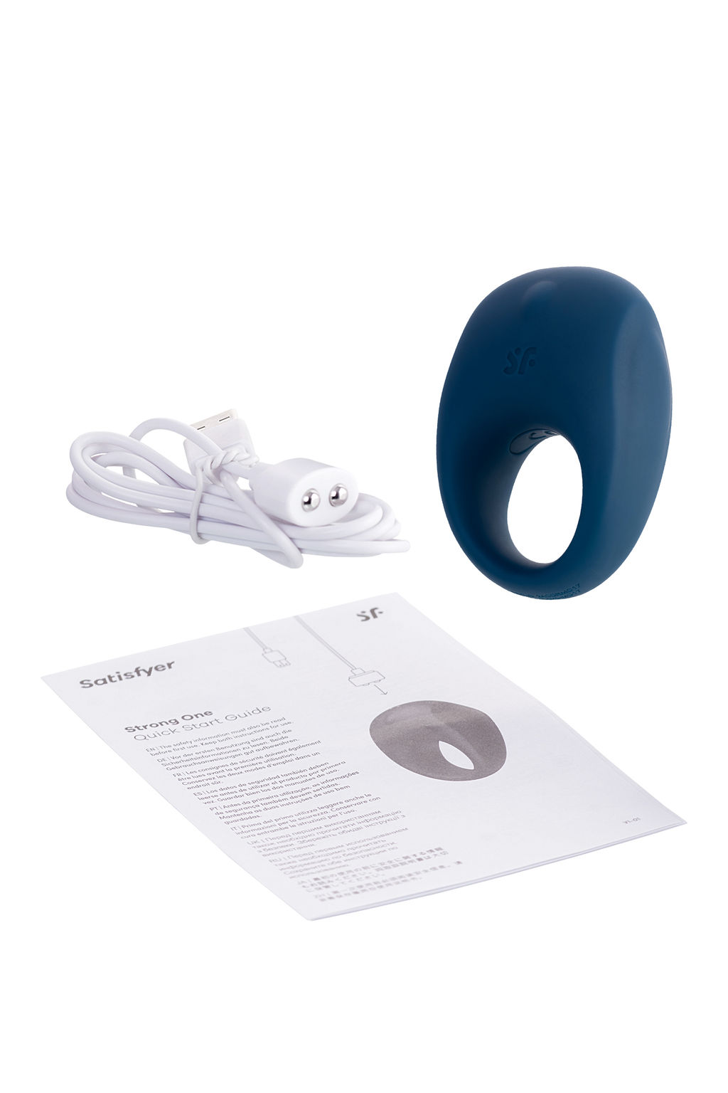 Эрекционное кольцо на пенис Satisfyer Strong One Connect App, силикон, синий, 7 см.