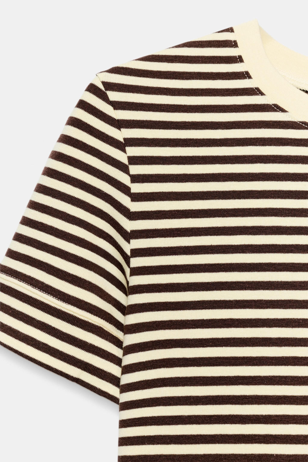 CAMISETA MINIMAL MANGA CORTA / Rayas marrones - Zara фото 7