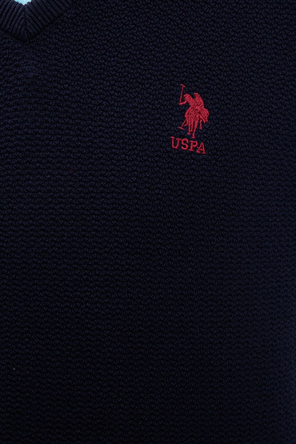 U. S. Polo Assn / Мужской темно-синий вязаный свитер с v-образным вырезом Basic - U.s. polo assn фото 5