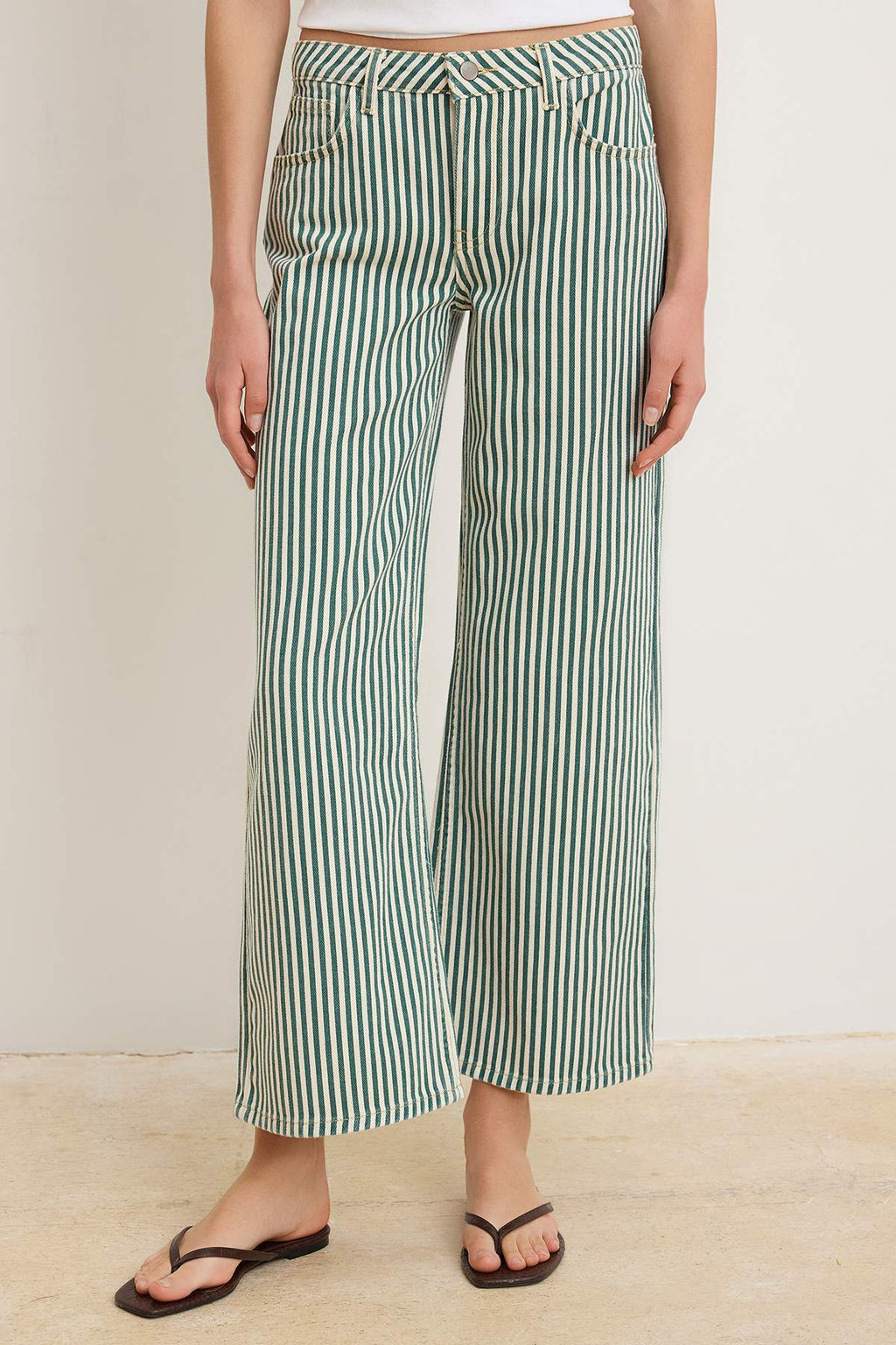 Cok Renkli Cizgili Dusuk Bel K?sa Culotte Jeans TWOSS26JE00292 - Trendyolmilla фото 3