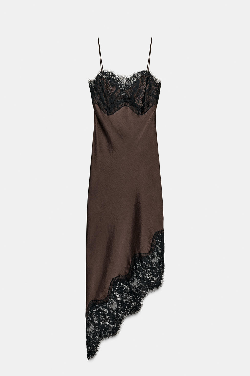 ZW COLLECTION ASYMMETRIC SATIN LACE DRESS - Zara фото 5