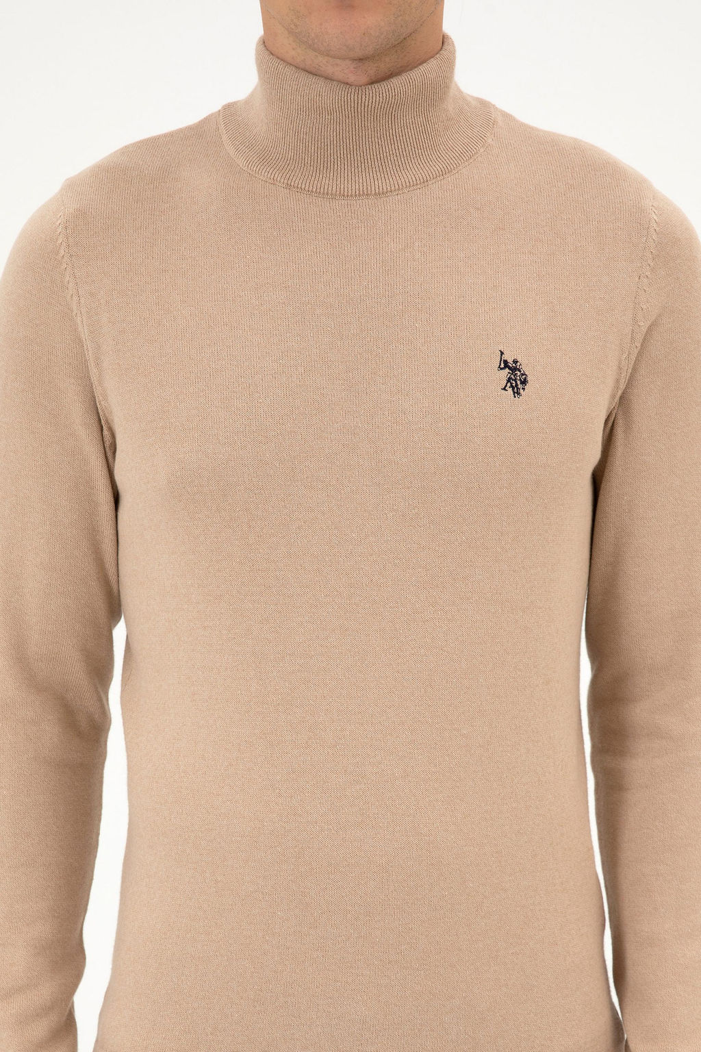 Erkek Slim Fit Bo_azl_ Kum Melanj Basic Kazak - U.s. polo assn фото 6