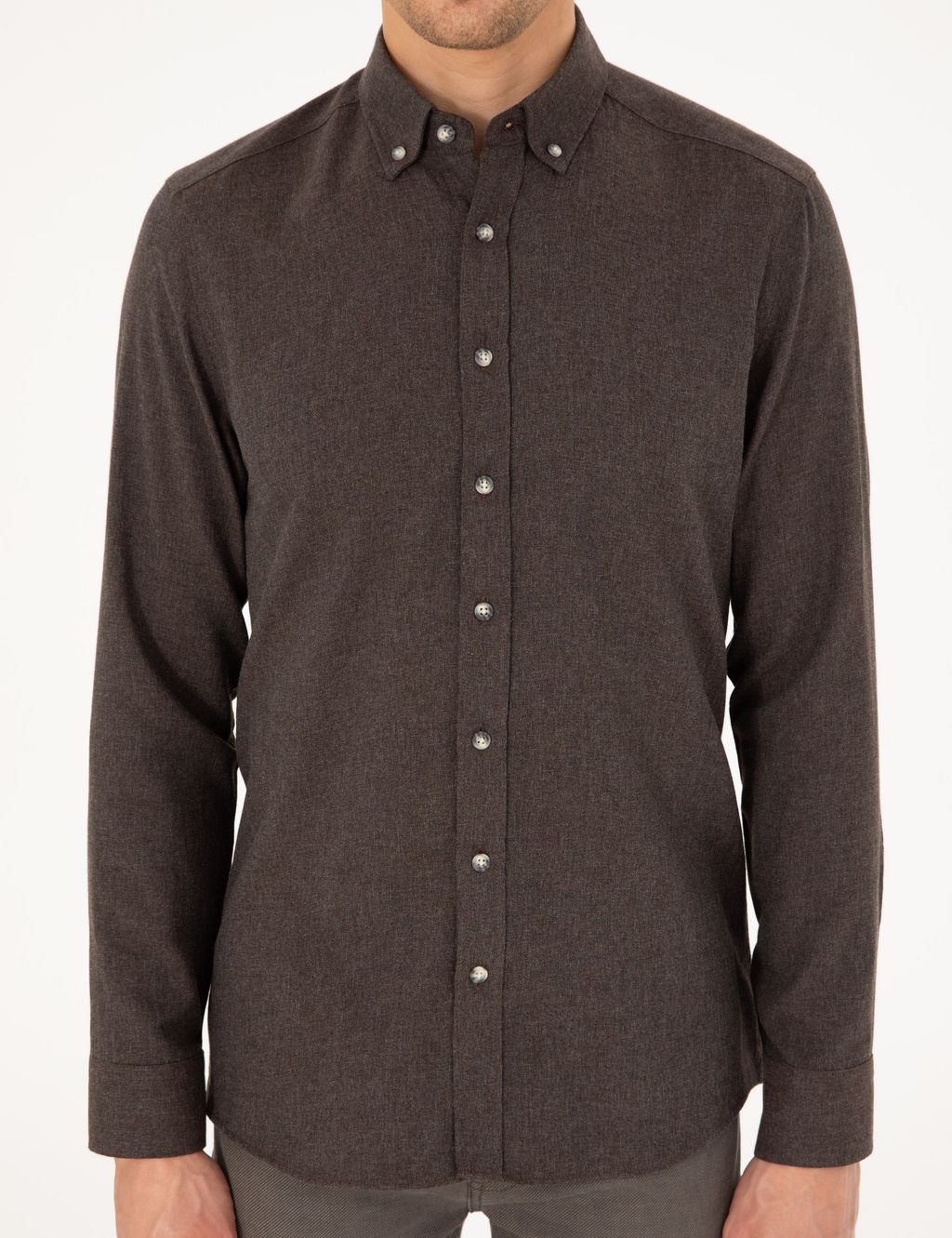 Kahverengi Slim Fit Uzun Kollu G_mlek