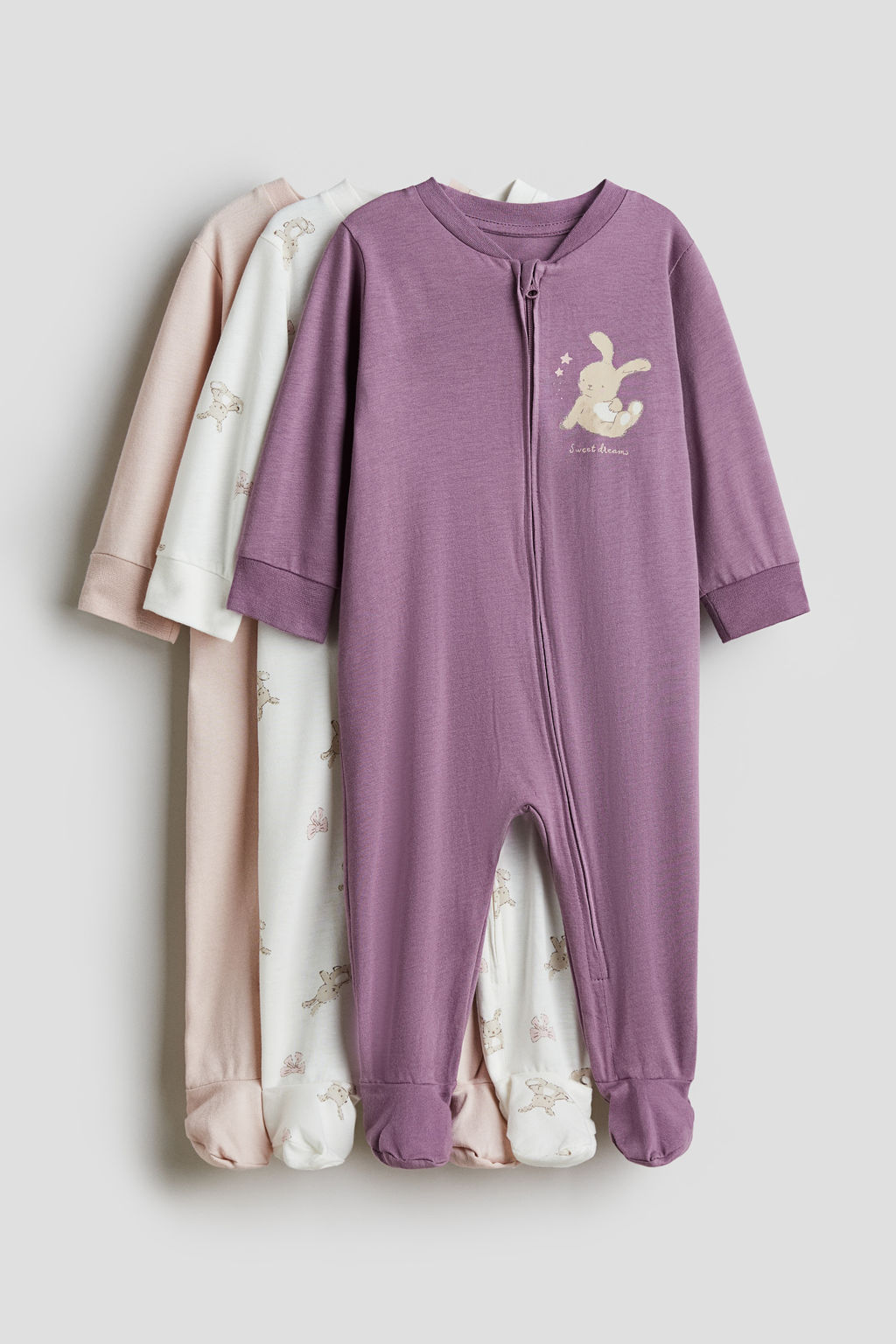 Pack de 3 pijamas enteros con cremallera
