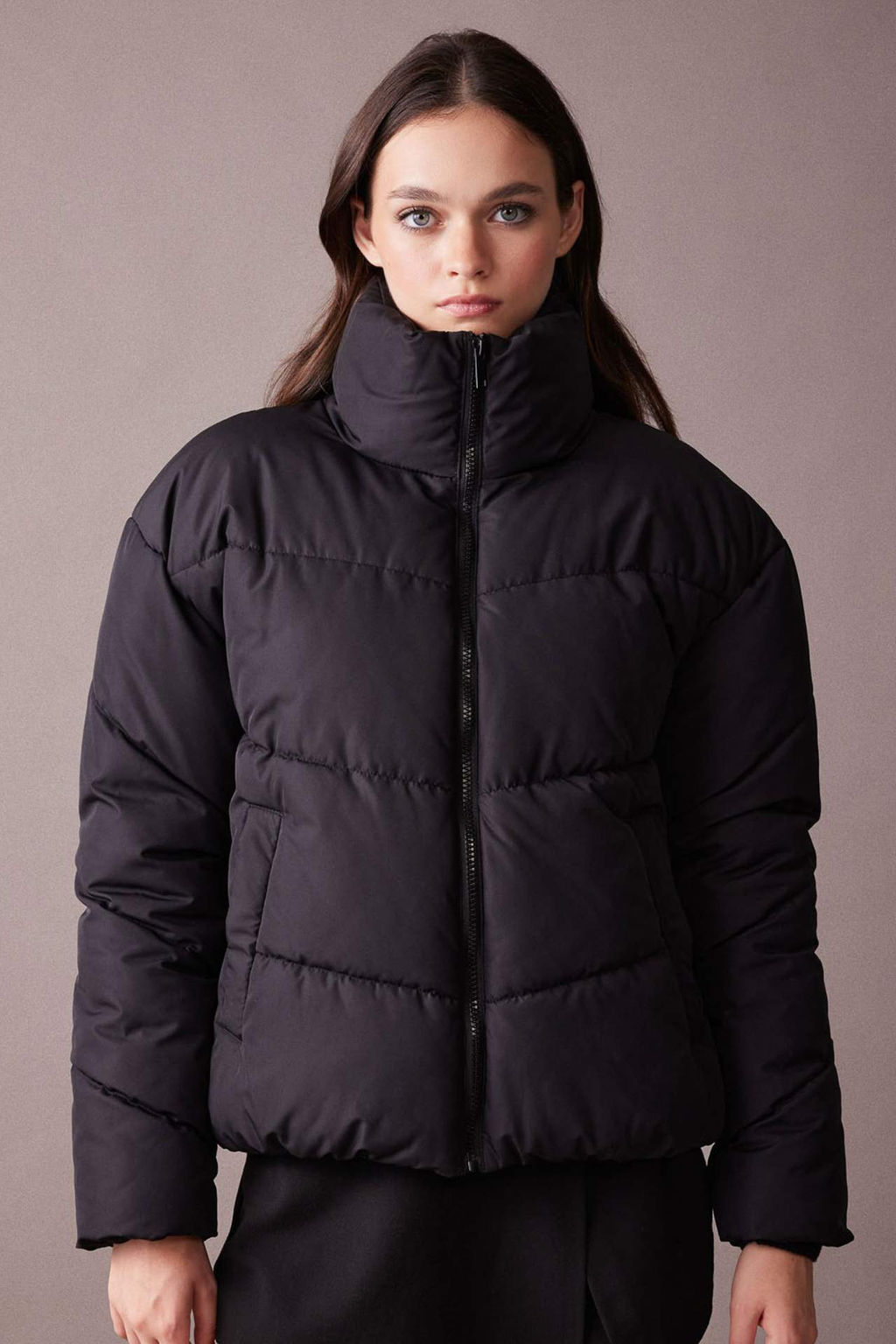 Su Itici Sisme Mont Oversize Genis Kal?p Dik Yaka Fermuarl? Cepli Kapitoneli - Defacto фото 2