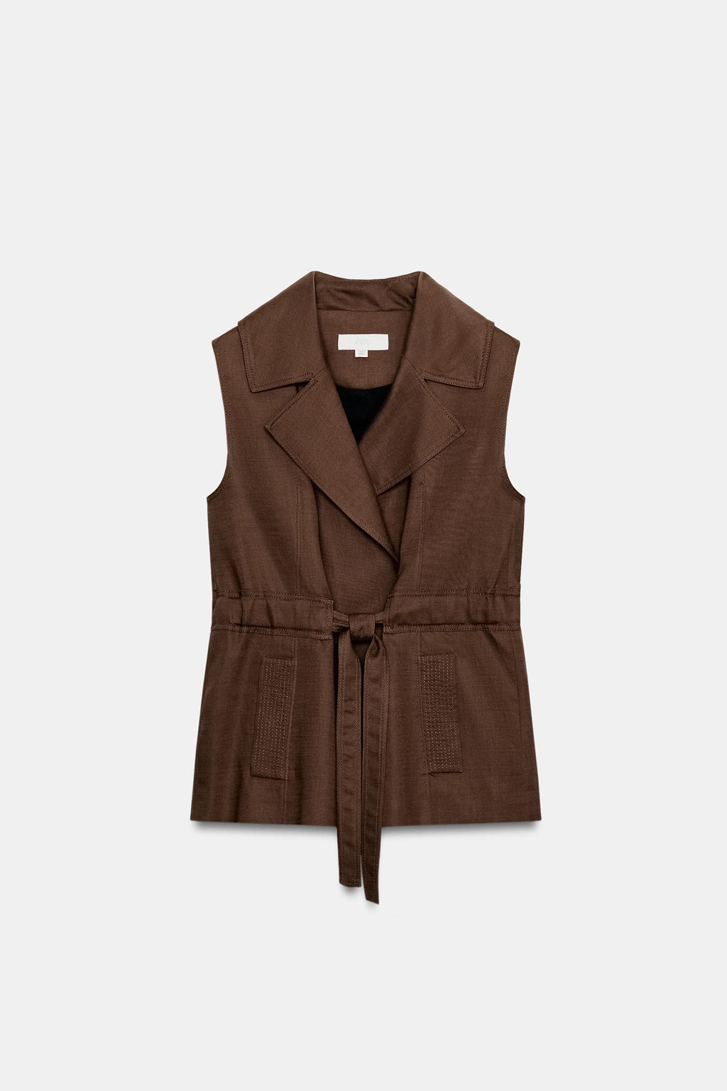 CHALECO CON LINO CINTUR?N / Marr?n - Zara фото 2