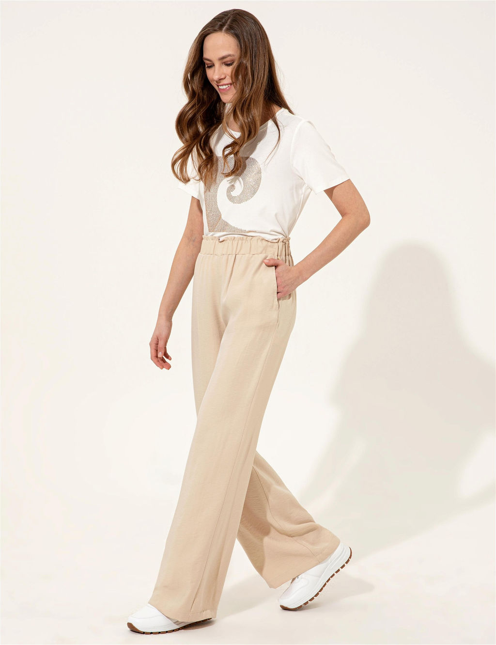 Bej Dad Fit Kanvas Pantolon