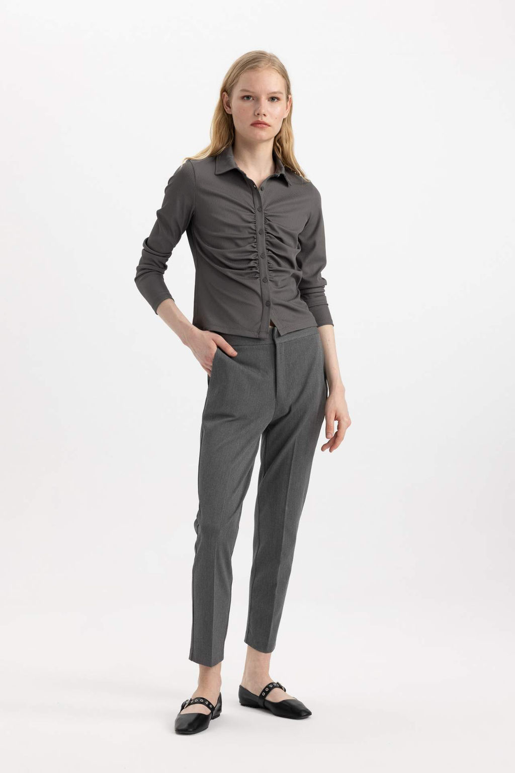 Klasik Chino Pantolon Normal Bel Siyah Basic Duz Cepli Bilek Boy - Defacto фото 2