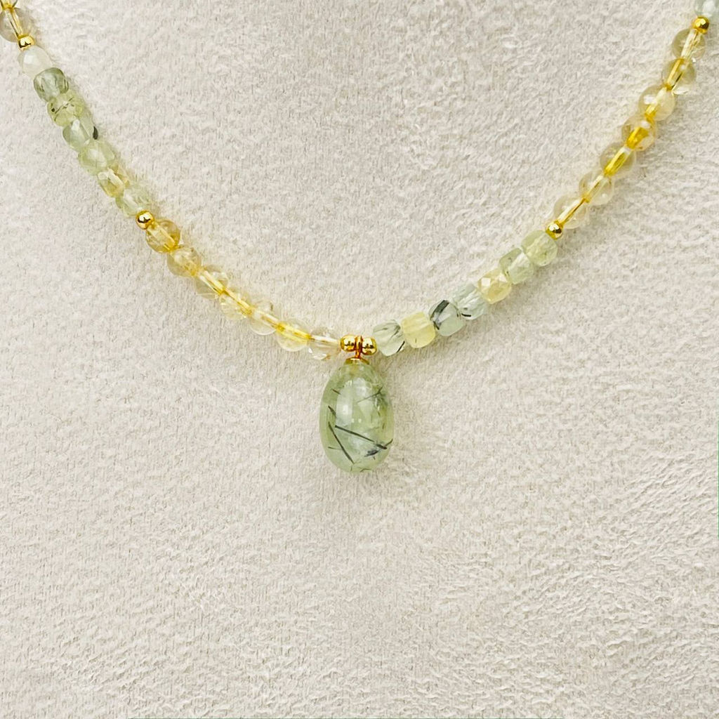 Колье из Пренита и Цитрина 45 см +