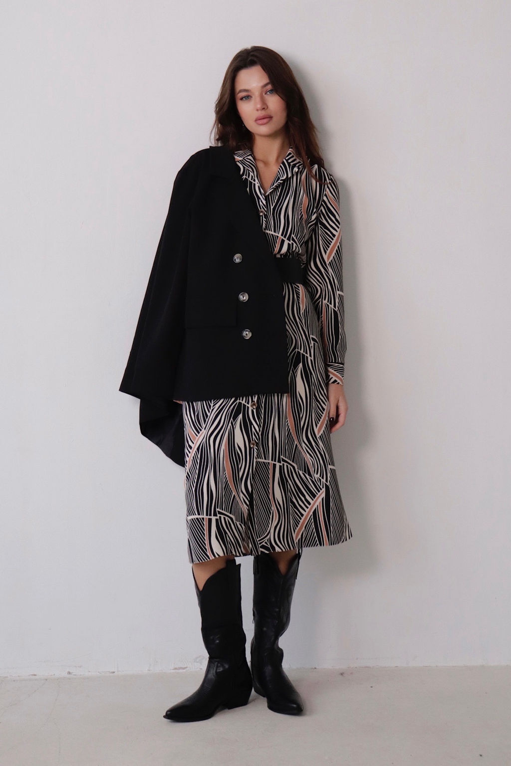 Платье-рубашка с английским воротником принт - Martichelli фото 228