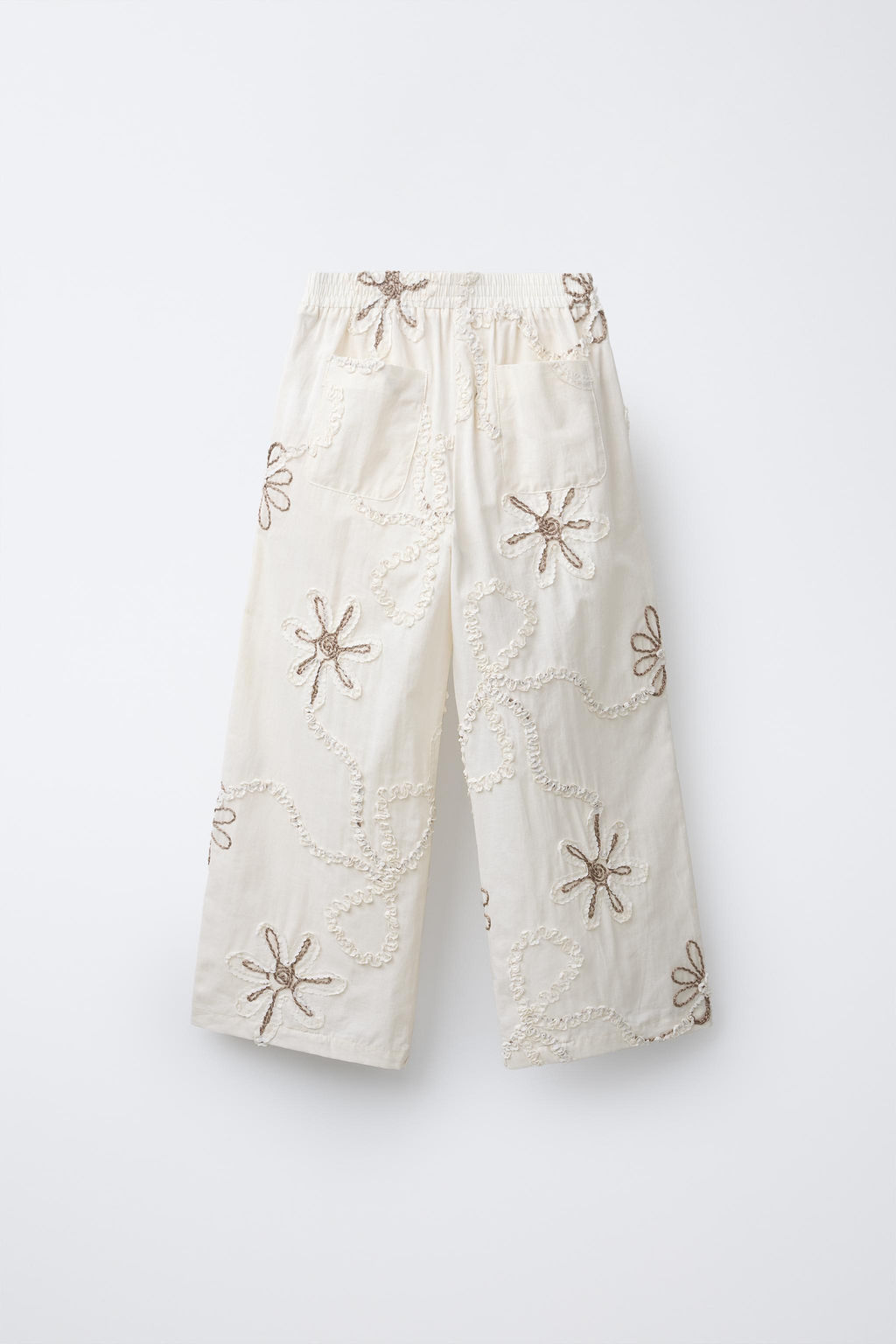 STRAIGHT FIT TROUSERS WITH EMBROIDERED FLOWERS - Zara фото 2