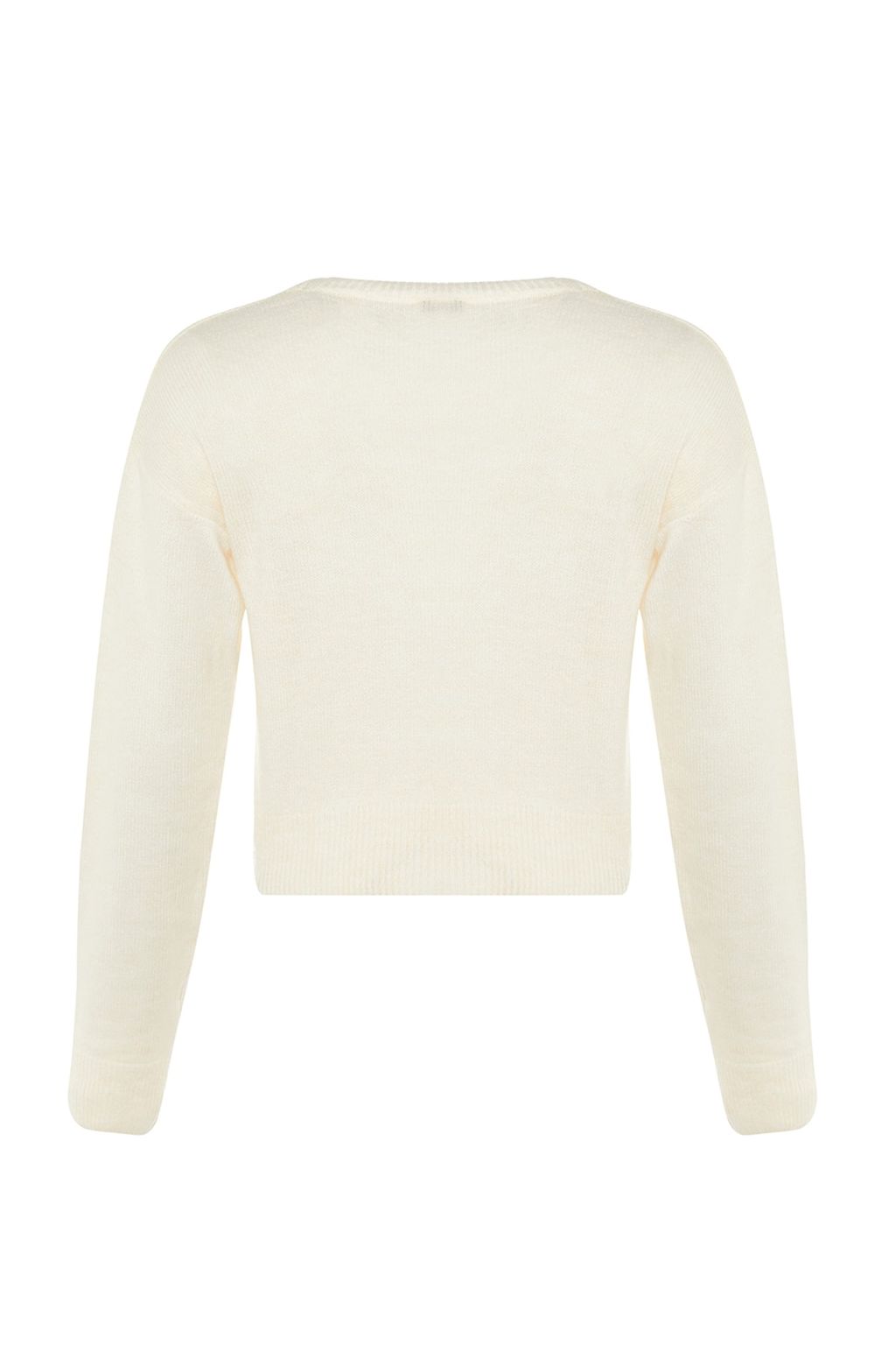 Ekru Y?lbas? Temal? Crop Yumusak Dokulu Triko Kazak TWOAW23KZ01569 - Trendyolmilla фото 7