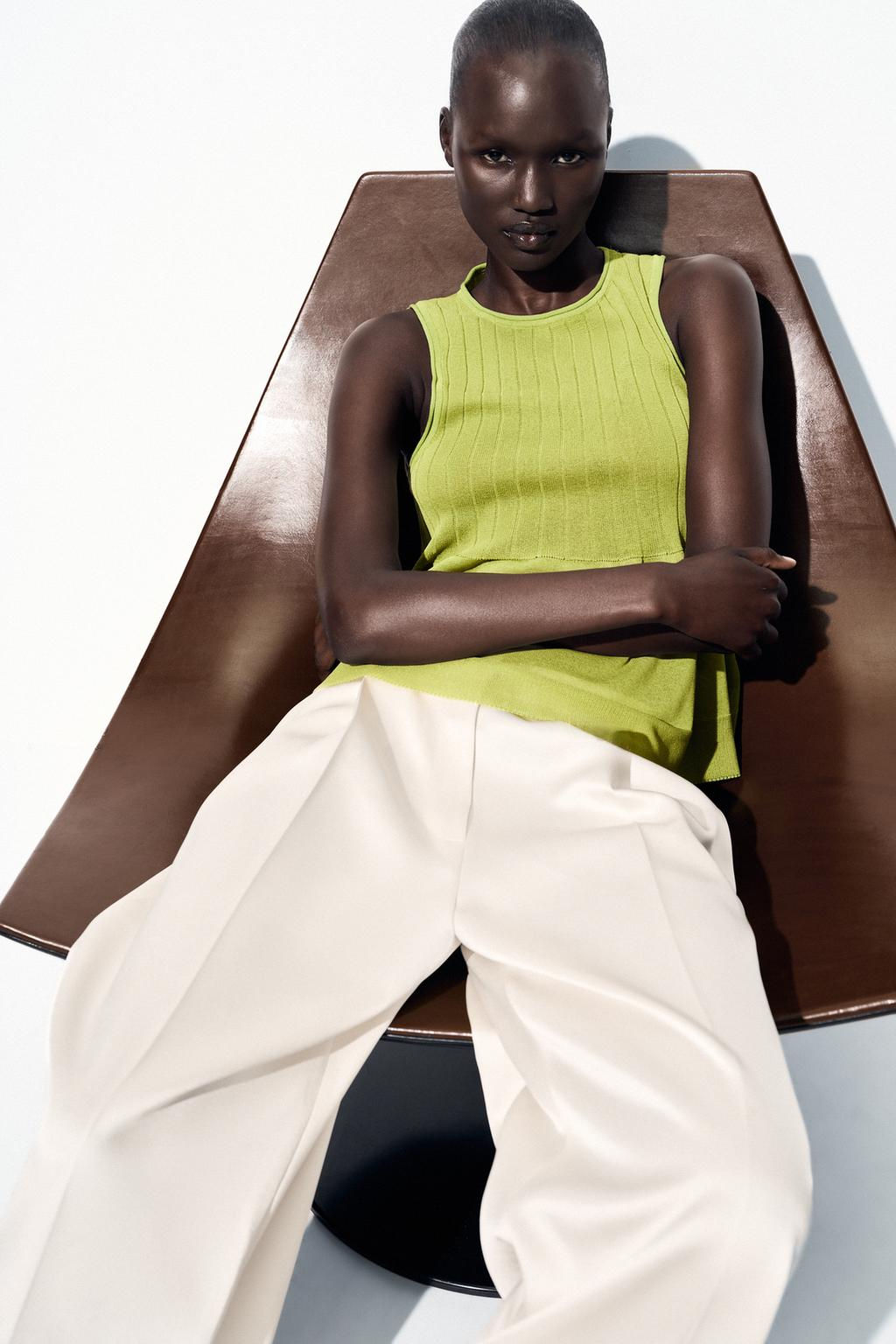 KNITTED TOP WITH RUFFLED HEM - Zara фото 4