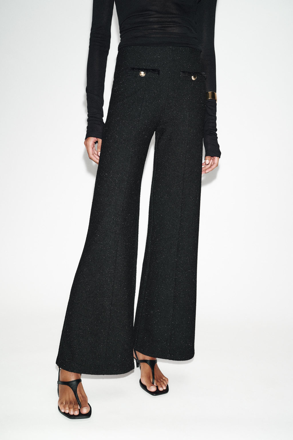 BOUCL_ METALLIC THREAD TROUSERS - Zara фото 2