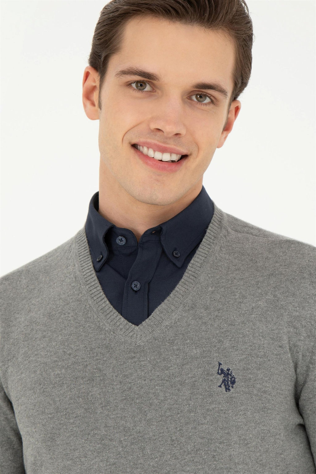 Мужской серый меланжевый базовый свитер - U.s. polo assn фото 2