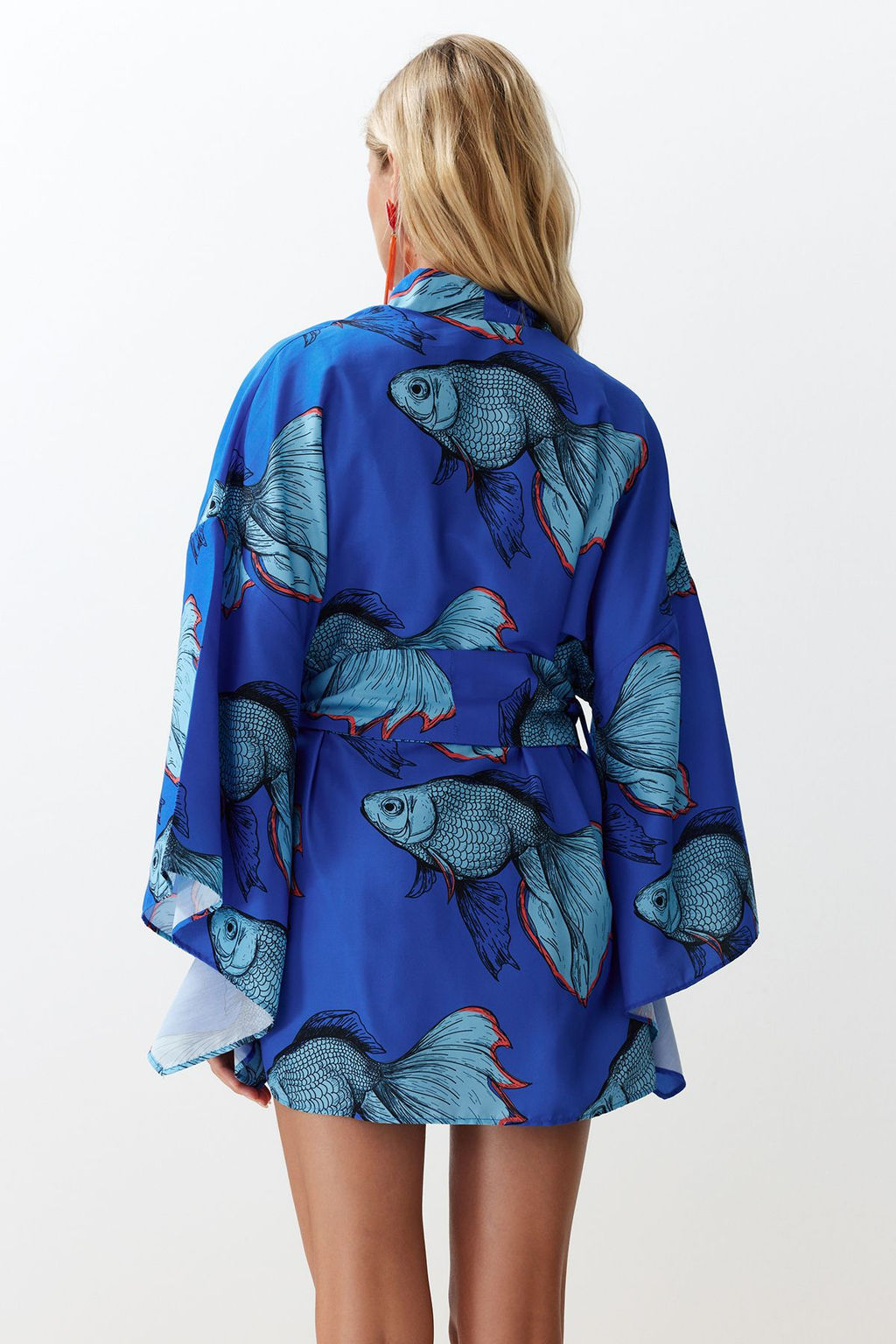 Tropikal Desenli Kusakl? Volanl? Mini Dokuma Plaj Kimono&Kaftan TBESS23KM00024 - Trendyolmilla фото 14