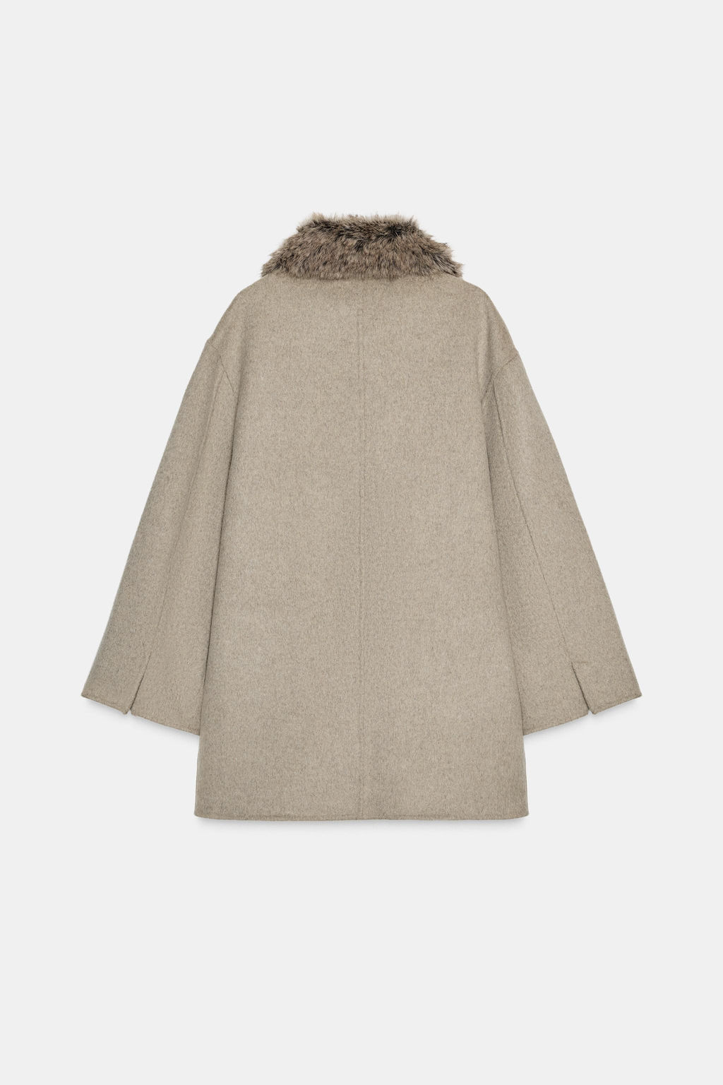 WOOL COAT WITH FAUX FUR COLLAR ZW COLLECTION