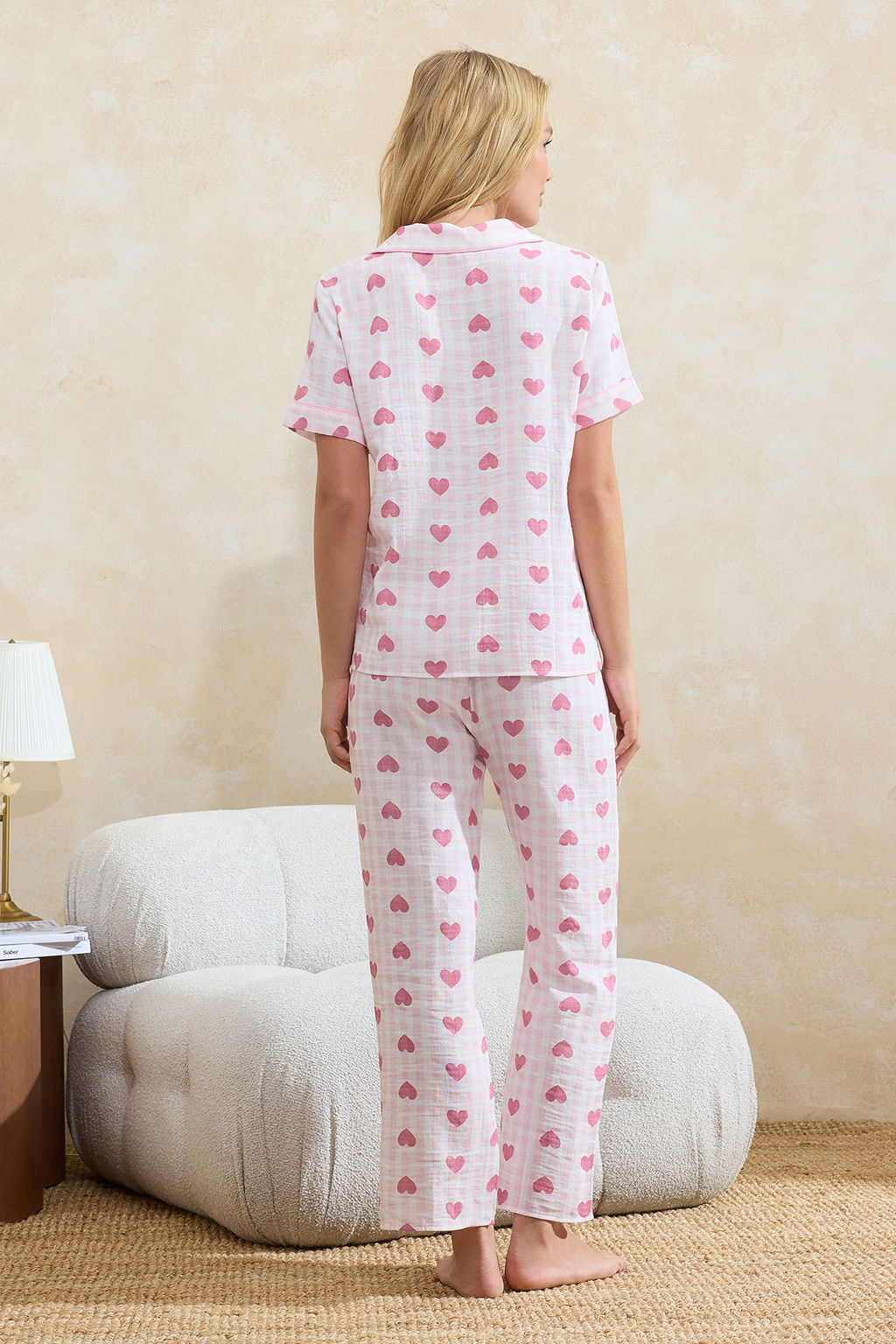 Pembe %100 Pamuklu Kalpli Biye Detayl? Muslin Dokuma Pijama Tak?m? THMSS26PT00033 - Trendyolmilla фото 4